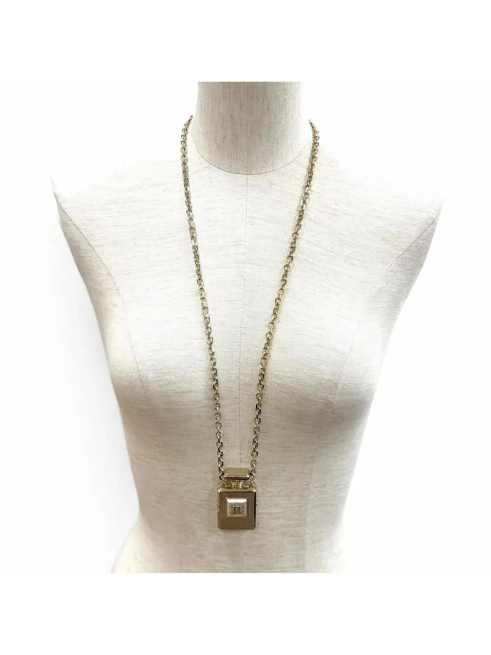 Chanel Cc Logo Pendant Necklace Gold- #357876C13B